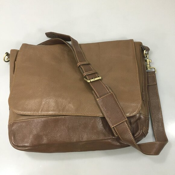 Joe's Jeans Marshall Brown Pebbled Leather Crossbody Messenger Bag